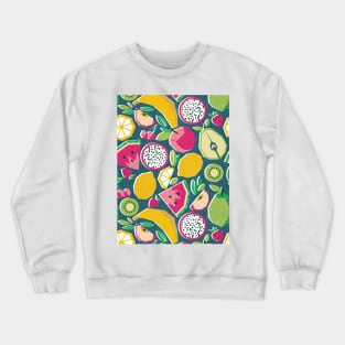 Paper cut geo fruits // pattern // teal background Crewneck Sweatshirt